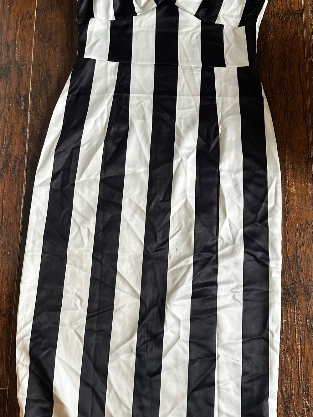 Black and White Vertical Stripe Midi Dress